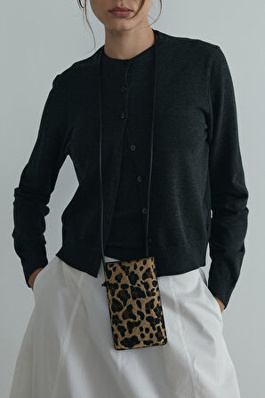 Kahverengi Mia Leopar Telefon Çantası