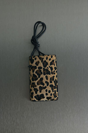 Kahverengi Mia Leopar Telefon Çantası