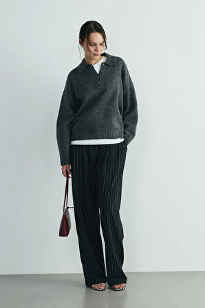 Füme Rani Polo Yaka Oversize Kazak