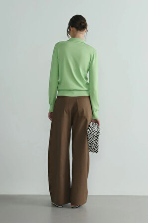 Kahverengi Caby Geniş Paça Pantolon