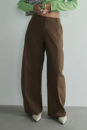 Kahverengi Caby Geniş Paça Pantolon