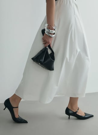 Suud Collection Lastikli Bel Beyaz Kadın Maksi Etek 418136654 R002