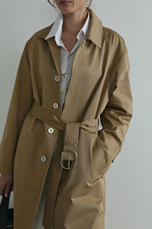 Camel Rue Gömlek Yaka Trençkot