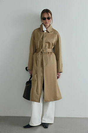 Camel Rue Gömlek Yaka Trençkot