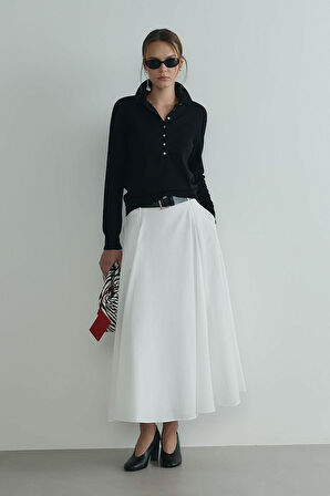 Siyah Carter Polo Yaka Triko Kazak