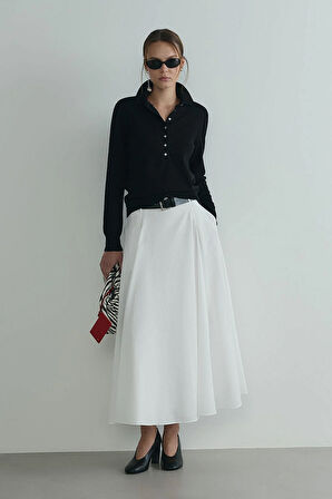 Siyah Carter Polo Yaka Triko Kazak