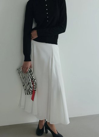 Suud Collection Yüksek Bel Beyaz Kadın Maksi Etek 418136720 R002