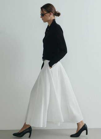 Suud Collection Yüksek Bel Beyaz Kadın Maksi Etek 418136720 R002