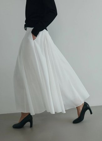 Suud Collection Yüksek Bel Beyaz Kadın Maksi Etek 418136720 R002