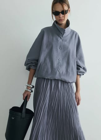 Suud Collection Bağlamalı Bel Gri Kadın Maksi Etek 418136140 R025