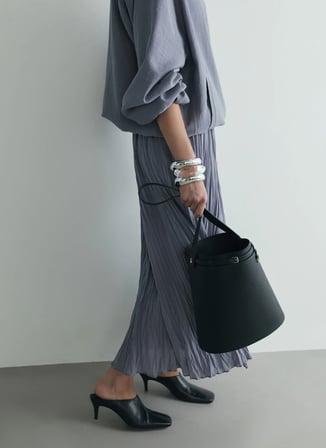 Suud Collection Bağlamalı Bel Gri Kadın Maksi Etek 418136140 R025