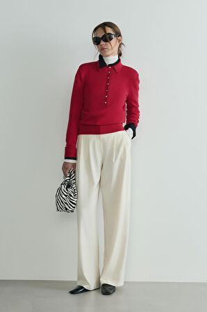 Krem Lina Pileli Pantolon