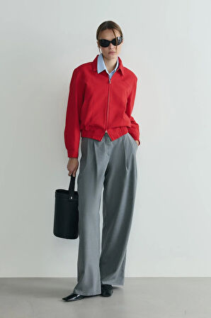 Gri Lina Pileli Pantolon