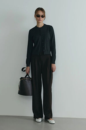 Acı Kahve Lina Pileli Pantolon