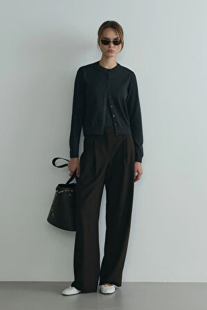 Acı Kahve Lina Pileli Pantolon