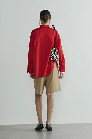 Kırmızı Page Oversize Gömlek