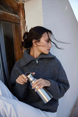 Füme Jodie Fermuarlı Triko Hırka