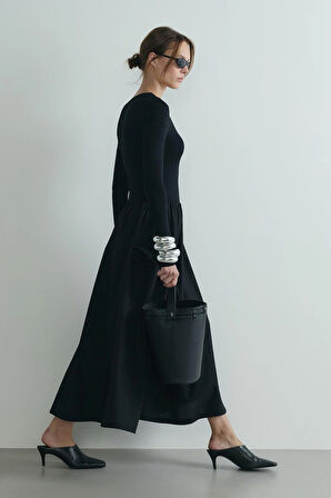 Siyah Harper Kontrast Elbise