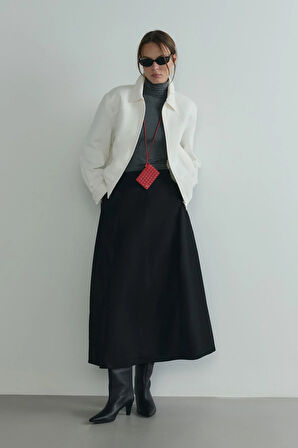 Beyaz Alden Yıkamalı Ceket