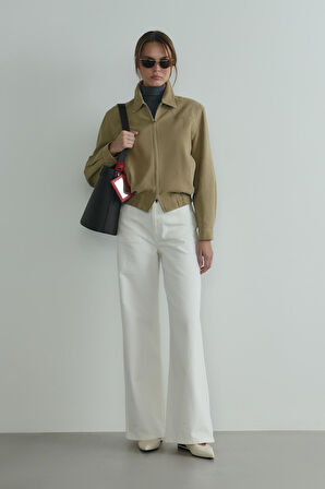 Haki Alden Yıkamalı Ceket