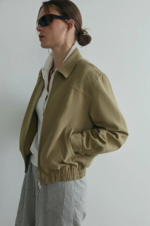 Haki Alden Yıkamalı Ceket