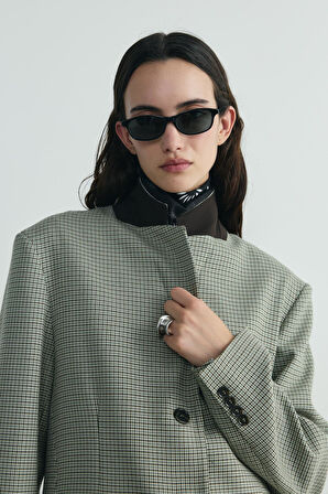 Yeşil Julie Ekose Blazer Ceket