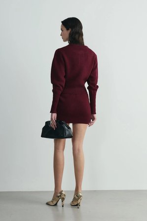Bordo Lucy Triko Mini Etek