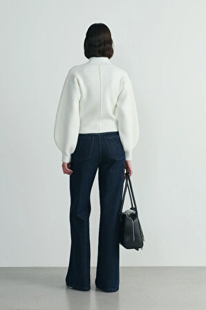 Ekru Mindy Balon Kol Triko Hırka