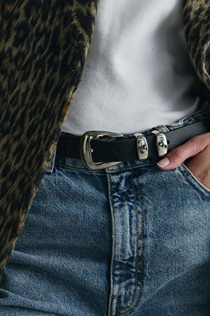 Siyah Luna Deri Kemer