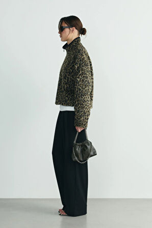 Kahverengi Leo Oversize Fermuarlı Ceket