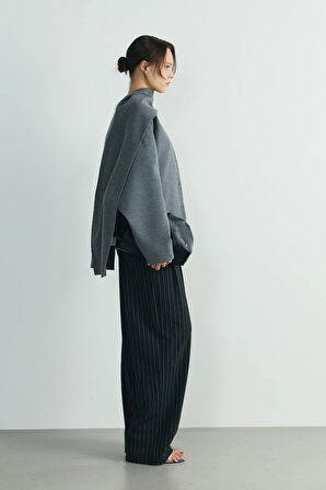 Gri Tuana Atkılı Kısa Kaşe Ceket