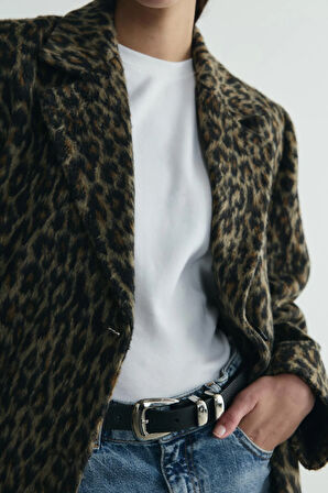 Kahverengi Roar Leopar Desenli Kaban