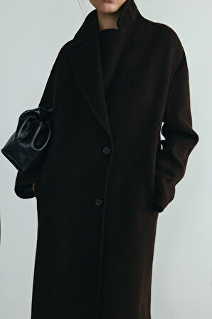 Acı Kahve Dora Uzun Oversize Kaban