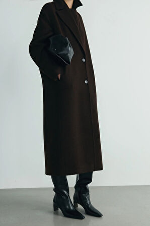 Acı Kahve Dora Uzun Oversize Kaban