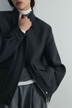 Füme Alder Kaşe Bomber Ceket