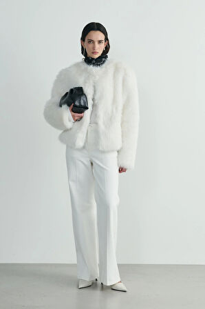 Ekru Lexi Suni Kürk Ceket