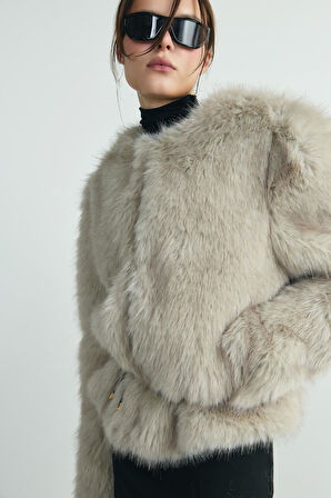 Gri Lexi Suni Kürk Ceket