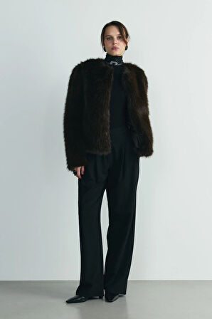 Acı Kahve Lexi Suni Kürk Ceket