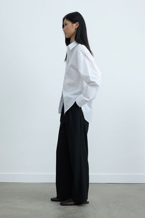 Beyaz Çizgili Page Oversize Gömlek