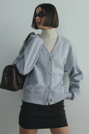 Gri Kenny Basic Hırka