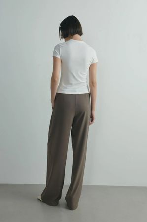 Ekru Skinny Fit Basic Tişört