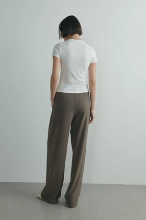 Ekru Skinny Fit Basic Tişört