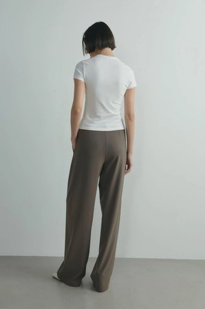 Ekru Skinny Fit Basic Tişört