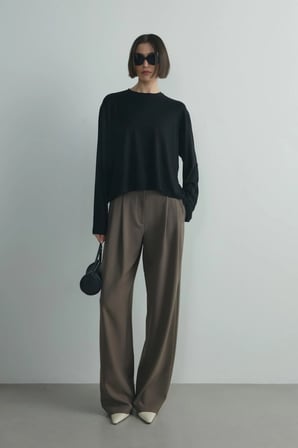 Siyah Nara Uzun Kollu Basic Tişört