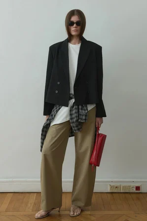 Siyah Ash Kruvaze Blazer Ceket