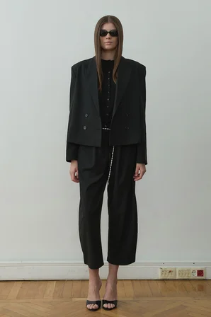 Siyah Ash Kruvaze Blazer Ceket