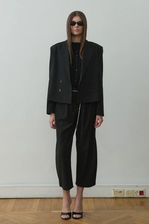 Siyah Ash Kruvaze Blazer Ceket