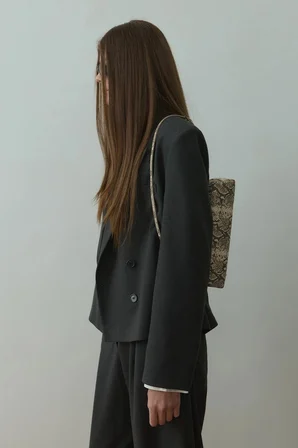 Füme Ash Kruvaze Blazer Ceket