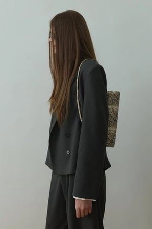 Füme Ash Kruvaze Blazer Ceket