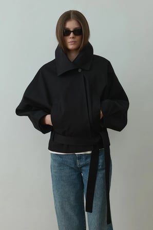 Siyah Millie Yarasa Kol Trençkot